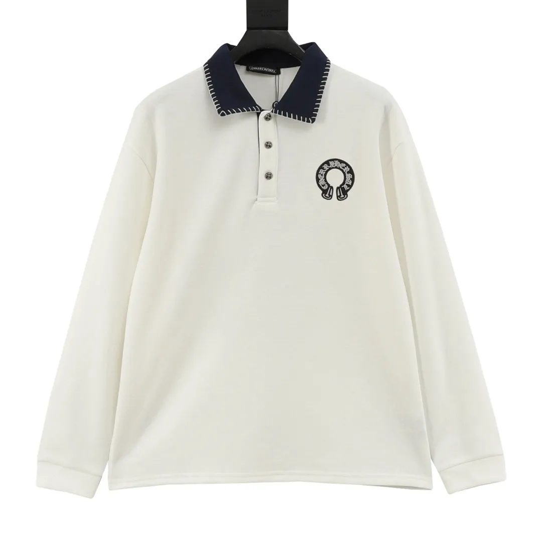 🅿️380 CH/Cro Heart Horseshoe embroidered lapel long-sleeved polo shirt made of customized fabrics. DuPont Sorona material is added, which is skin-friendly, long-lasting antibacterial, anti-mite, and more washable. The cotton thread has been repeatedly processed to remove inferior coarse fibers and impurities, leaving only high-quality cotton fibers, making the fabric more advanced and classy. Environmentally friendly polishing enzyme technology gives the fabric a clean appearance and clear texture. Simple and exquisite! Full of sense of ceremony! Simple and luxurious, full of design! It gives people a simple but not boring feeling, creating a low-key and unique personalized fashion! Fine workmanship, compare with the counters! A highly recognizable long-sleeved style with great upper body effect!!! Super versatile! Same style for men and women. Size：S-L